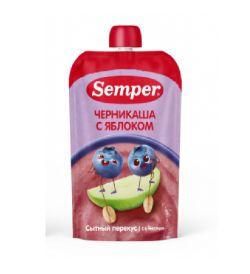 Пюре  Яблочно-черничное с кашей, 120 г