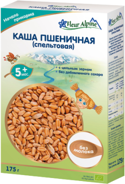 Каша ORGANIC безмолочная пшеничная (спельтовая),175г