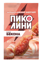 Колбаски Пиколини со вкусом Бекона полусухие сырокопченые, 50 г