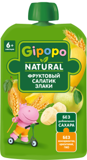 Пюре Фруктовый салатик и злаки, 90 г