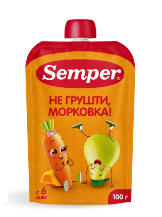 Пюре Сэмпер Яблоко Груша Морковь Тыква, 100 гр