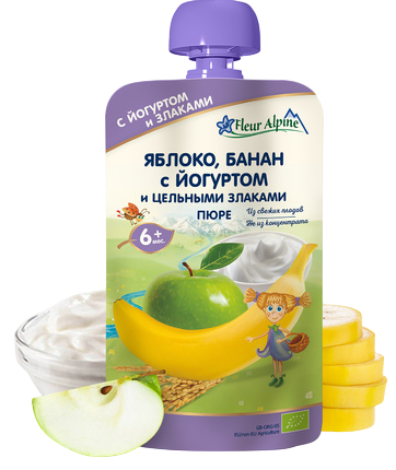 Пюре Fleur Alpine (Флер Альпин) Яблоко, банан с йогуртом, 120 г