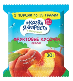 Фруктовые кусочки из яблок и персиков с 12 мес, 30 г