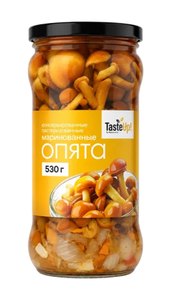 Опята маринованные консервированные стерилизованные, 580 мл/530 г (масса продукта 320 г) 