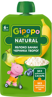 Пюре Яблоко, Банан, Черника, Творог, 90 г