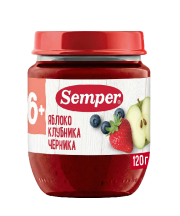 Пюре Сэмпер  Яблоко Клубника Черника, 120 г