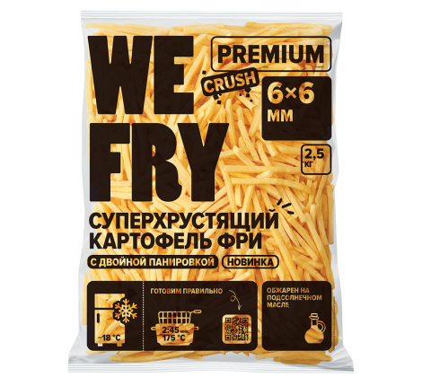 Картофель фри (DS02) с Панировкой 6х6 мм Crush Premium,  2,5 кг