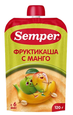 Пюре Semper (Сэмпер) мультифруктовое с кашей, 120 г 