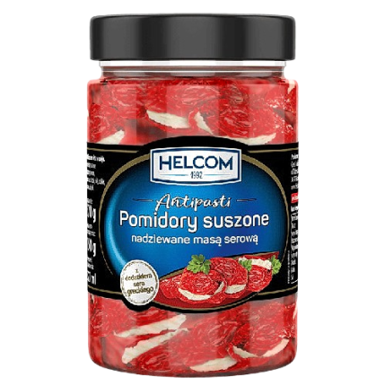 Вяленые томаты с мягким сыром в масле Helcom ст/б, 270 г (масса продукта 150 г)