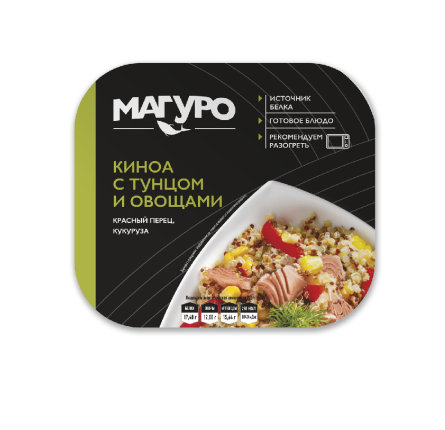 Филе-кусочки тунца полосатого с киноа и овощами, 230 г