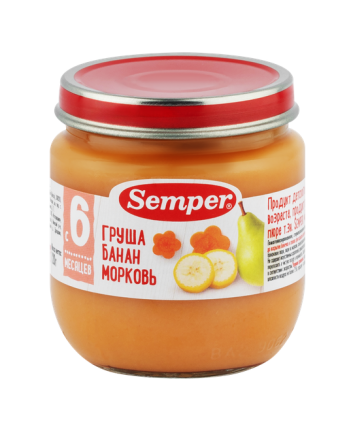 Пюре Semper (Сэмпер) Груша, банан, морковь, 120 г