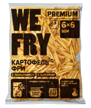Картофель фри с панировкой и кожурой 6x6 мм (S22) быстрозамороженный Premium We Fry, 2,5 кг