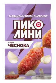 Колбаски Пиколини со вкусом Чеснока полусухие сырокопченые, 50 г