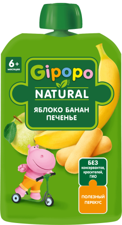 Пюре Яблоко Банан со сливками печеньем, 90 г 