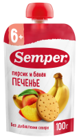 Пюре Персик и банан с печеньем, 100 г