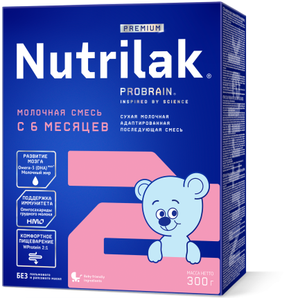 Смесь Nutrilak Premium + 2 мол. сух. адап. последующая, 300г