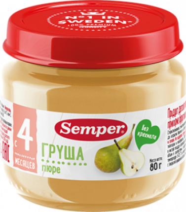 Пюре Semper (Сэмпер) Груша, 80 г