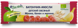 Батончик-мюсли детский ORGANIC овсяный яблоко, банан и малина , 23 г