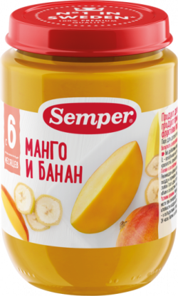 Пюре фруктовое Манго и банан без сахара с 6 мес, 190 г