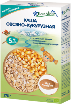 Каша ORGANIC безмолочная овсяно-кукурузная,175г