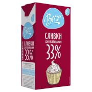 Сливки для взбивания 33%, крем сливочный,1 л