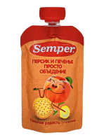Пюре Semper (Сэмпер) Персик и банан с печеньем, 100 г