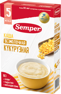 Каша Semper (Сэмпер) безмолочная Кукурузная, 180 г