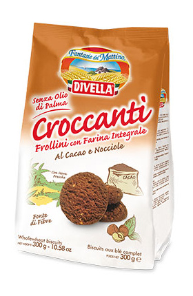 Печенье цельнозерновое с какао и фундуком Croccanti, 300 г