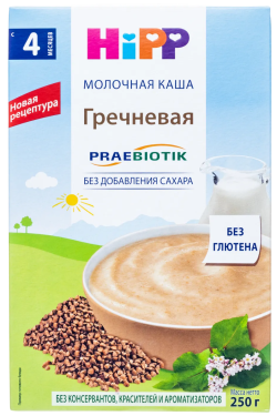 Каша HiPP (Хипп) молочная Гречневая с пребиотиками, 250 г