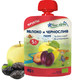 Пюре ORGANIC яблоко-чернослив, 90г