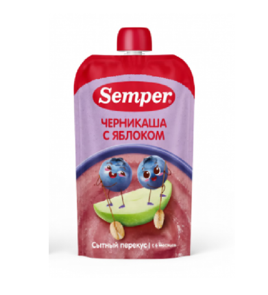 Пюре  Яблочно-черничное с кашей, 120 г