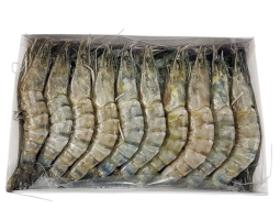 Креветки черные тигровые с головой в панцире 16/20 замороженные, 1 кг 
