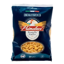 Макаронные изделия PRIMELUCI № 36 Conchiglie Rigate Конкилье ригате, 500 г