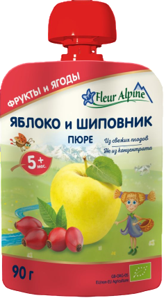 Пюре Fleur Alpine (Флер Альпин) Яблоко, шиповник, 90 г 