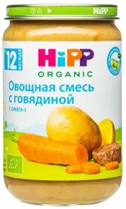 Пюре HiPP (Хипп) Овощная смесь с говядиной, 190 г