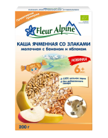 Каша Fleur Alpine (Флер Альпин) молочная Ячменная со злаками, с бананом и яблоком, 200 г
