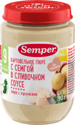Пюре Semper (Сэмпер) Картофельное с семгой в сливочном соусе, 190 г
