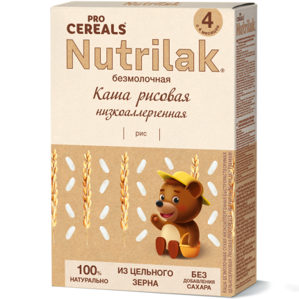 Каша Нутрилак Premium Рисовая PROCEREALS безмолочная низкоаллергенная цельнозерновая, 200г