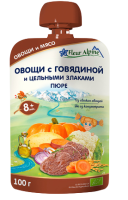Пюре FLEUR ALPINE  Овощи с говядиной и цельными злаками, 100 г (пауч)