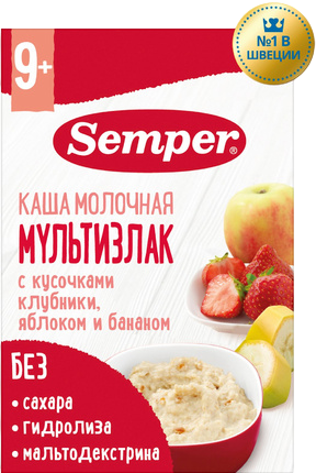 Каша молочная мультизлак с кусочками клубники, яблоком и бананом с 9 мес, 180 г