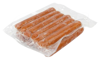 Колбаски для хот-догов говяжьи варено-копченые салями замороженные, около 1 кг