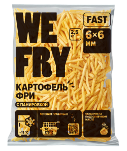 Картофель фри с панировкой 6x6 мм (FT6) Fast We Fry, 2,5 кг