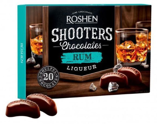 Шоколадные конфеты Shooters с ромовым ликером, 150 г
