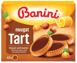 Печенье Tart Nougat с какао-начинкой и фундуком BANINI, 210 г