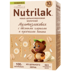 Каша Nutrilak (Нутрилак) Procereals молочная Мультизлаковая с овсяными хлопьями и кусочками банана цельнозерновая, 200 г
