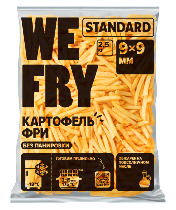 Картофель фри без панировки 9х9 мм (F79) Standard We Fry, 2,5 кг