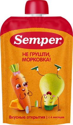 Пюре Semper (Сэмпер) Яблоко, груша, морковь, тыква, 100 г