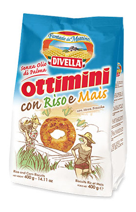 Печенье из кукурузной и рисовой муки Ottimini con Riso e Mais, 400 г