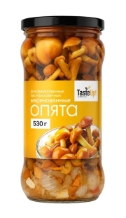 Опята маринованные консервированные стерилизованные, 580 мл/530 г (масса продукта 320 г) 