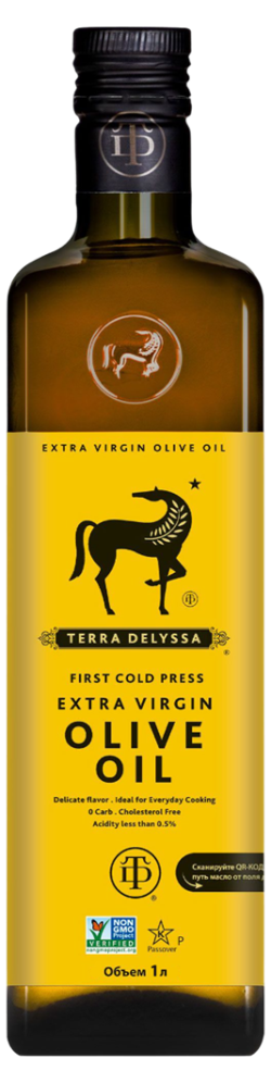 Масло оливковое нерафинированное высшего качества Extra Virgin т.м. Terra Delyssa 1 л, ст/б